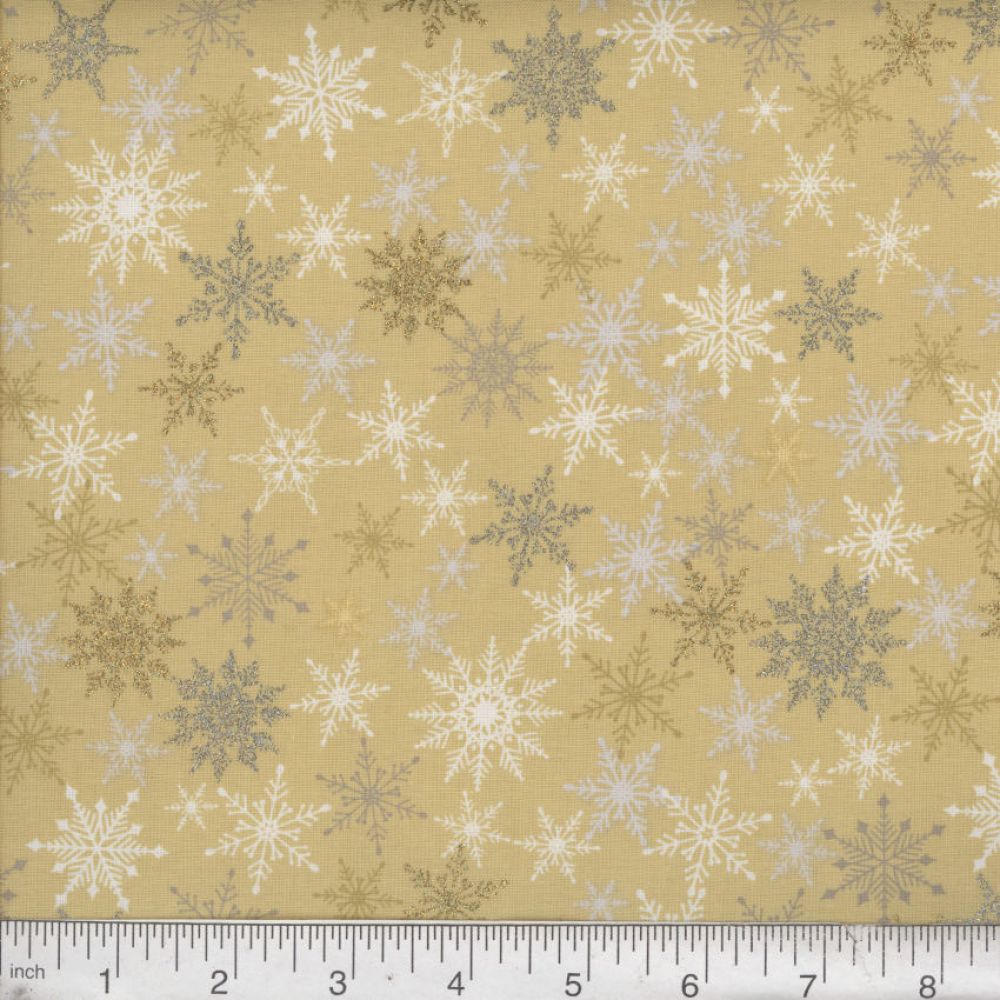 45 Fabric Editions Metallic Snowflakes Gold Marshall Dry Goods Company