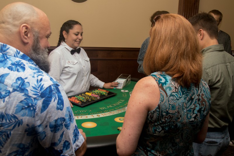 Volt Employees and Guests enjoying the Blackjack table.