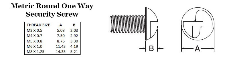 Metric Round One-Way Security Screws Image 2
