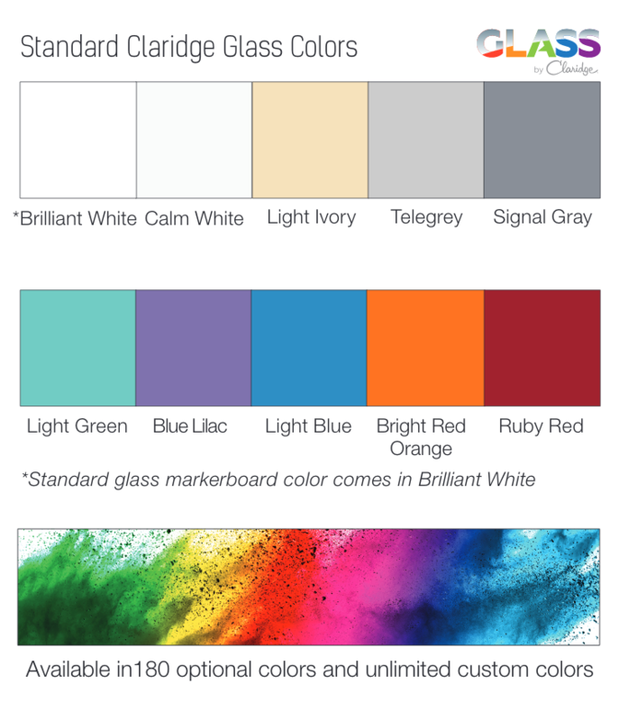 Standard Glass Colors And Board Sizes Claridge Products Markerboards And Whiteboards