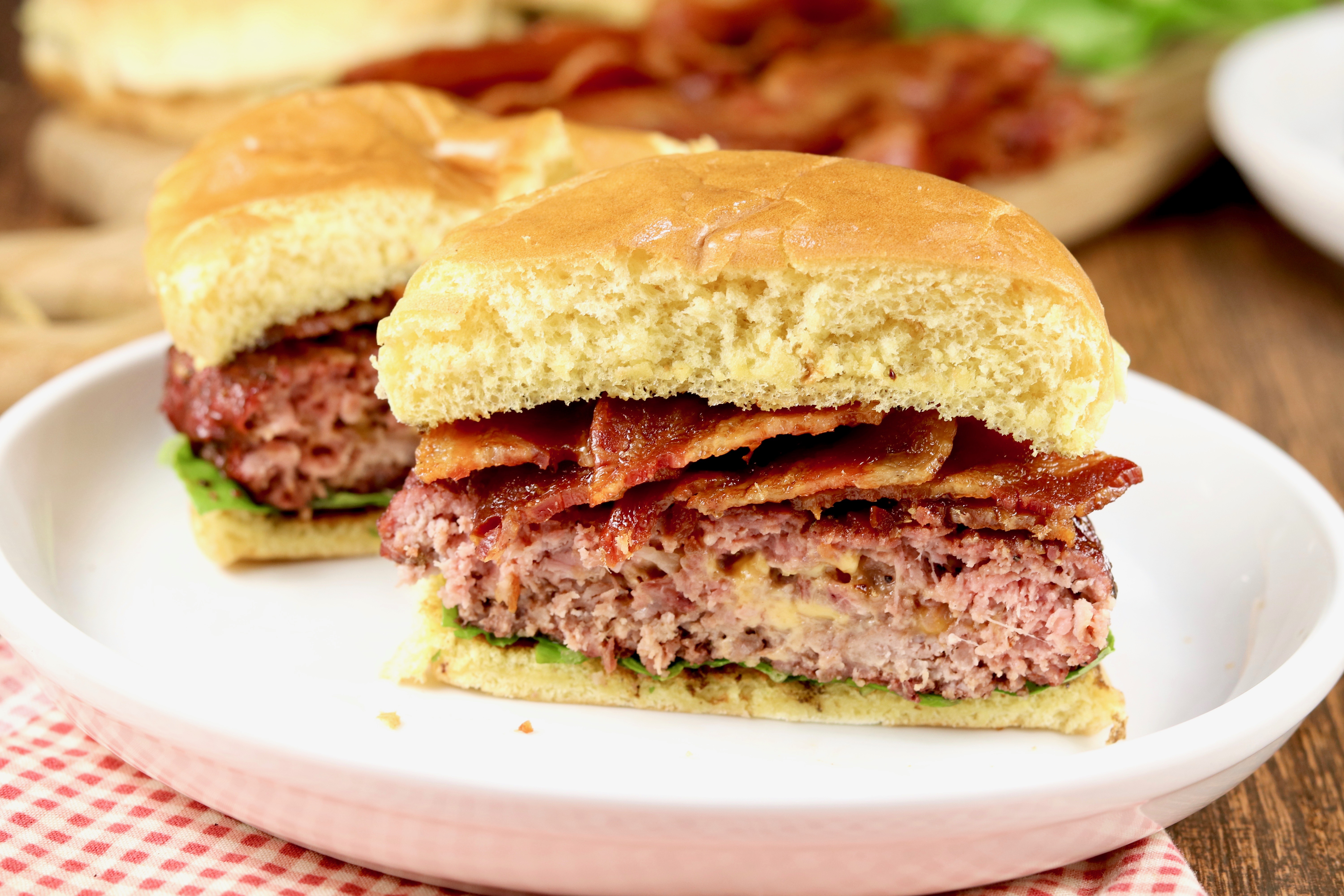 Epic Ham and Cheese Stuffed Bacon Burger