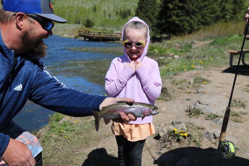 Harper Jane's first fish on fly!