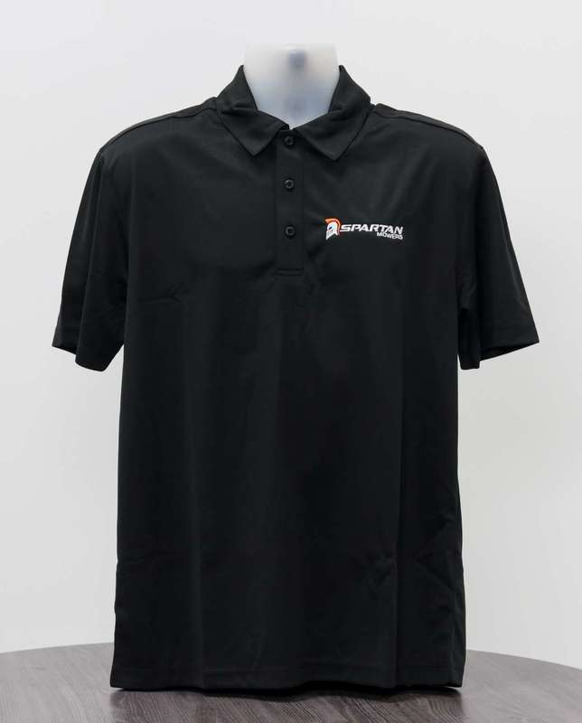 SPARTAN POLO- BLACK, POLYESTER