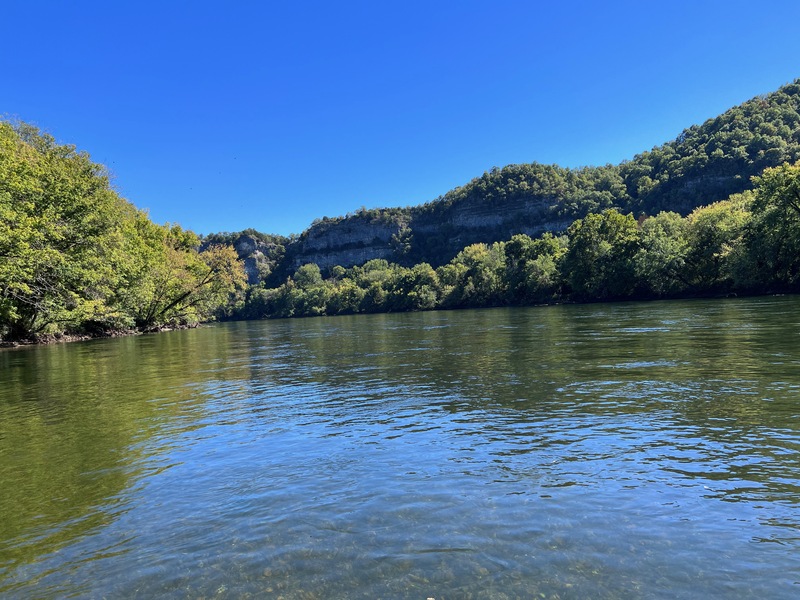 Limestone bluffs along the White River are part of the Boone Formation.  Water flowing through these limestone rocks make the White and Norfork Rivers so crystal clear.
