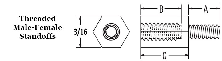 3/16 Hex Threaded Male-Female Standoffs Image 2