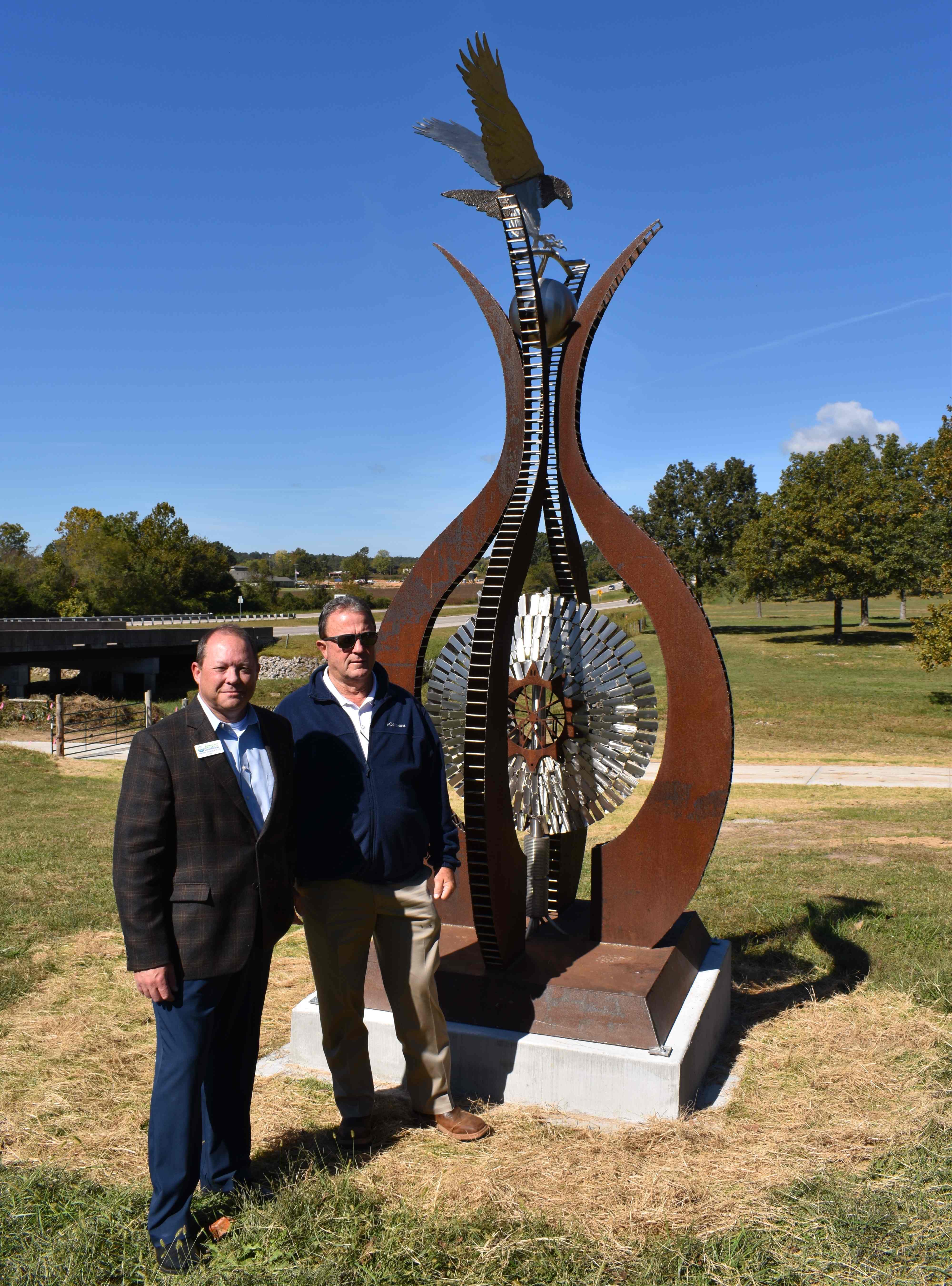 Chancellor Wallace and Mayor Adams with first Art Walk installation.