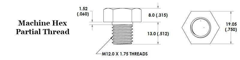 Metric Hex Cap- Partial Thread