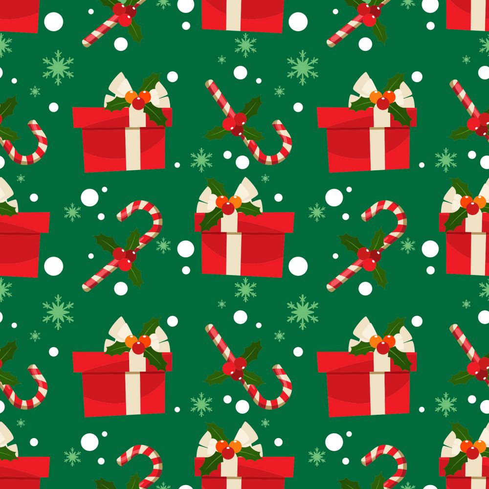 Cozy Christmas Green Wrapping Paper Yardage